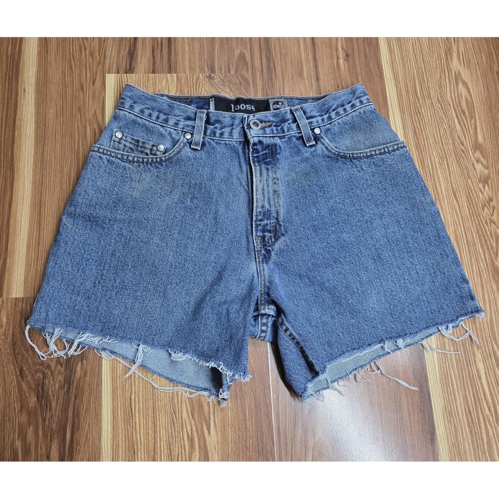 Vintage 90s Levis SilverTab Cut Off Shorts Womens 29 Blue Denim Loose Fit Frayed